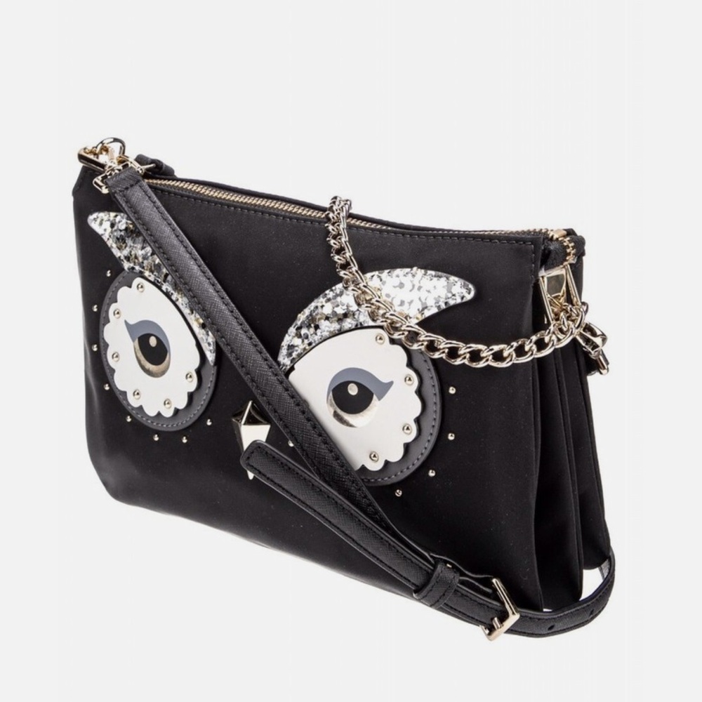 Kate Spade Black and Silver Owl Crossbody Bag